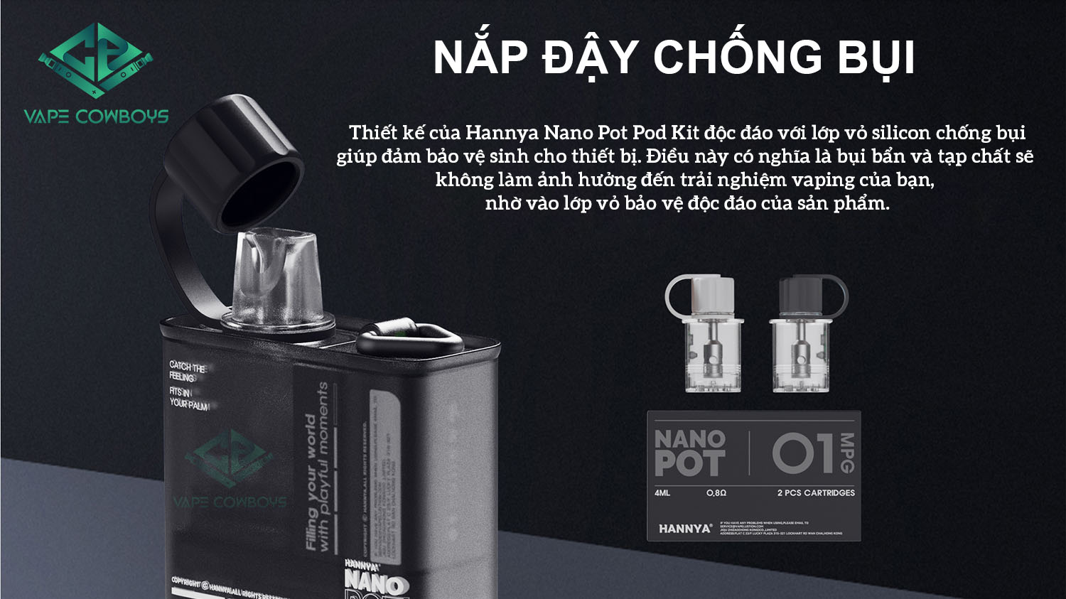 Vapelustion Hannya Nano Pot Pod Kit Nắp Đậy Chống Bụi | vapecowboys.vn