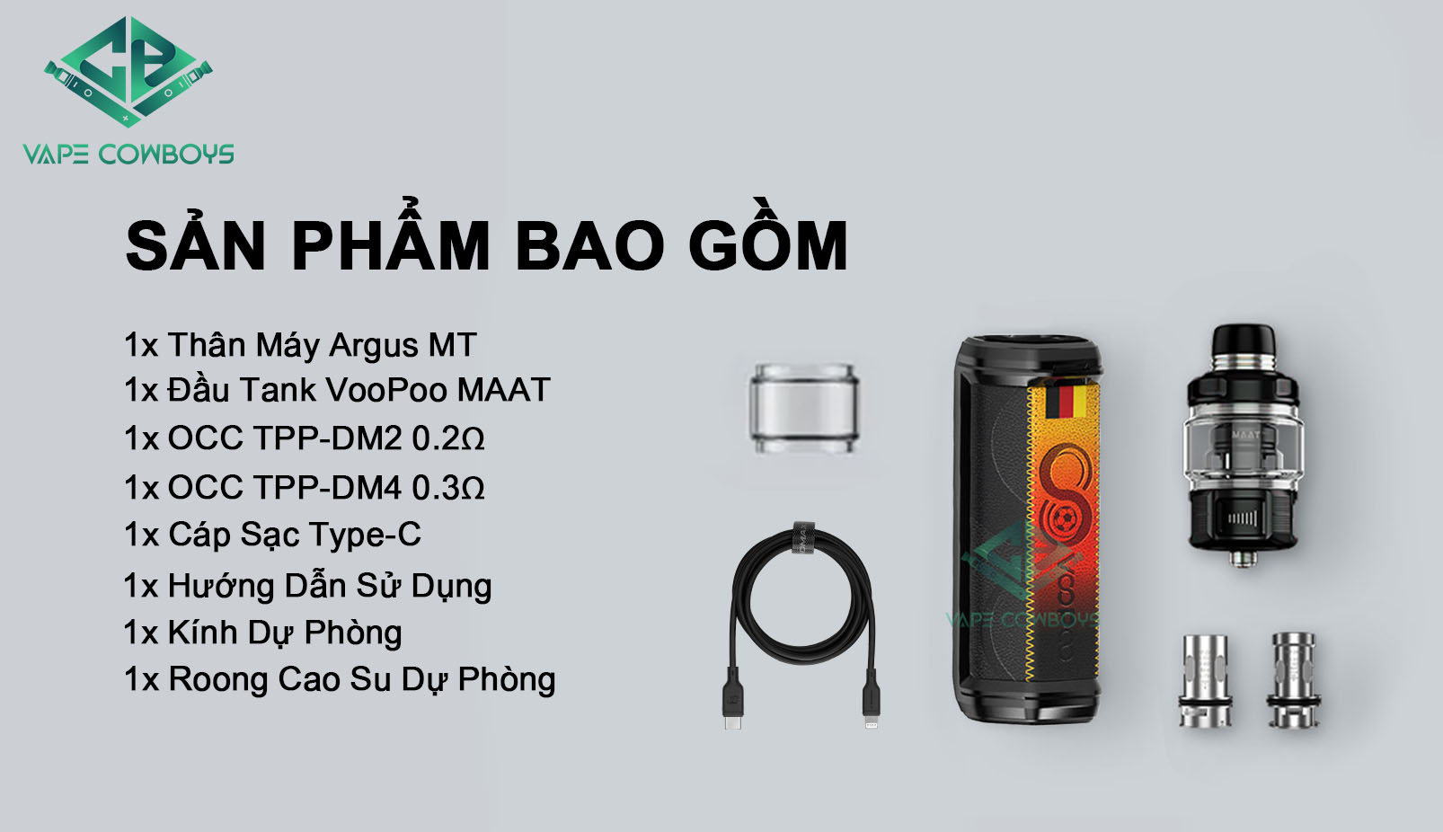 Voopoo Argus MT 100W Kit Sản Phẩm Bao Gồm | vapecowboys.vn